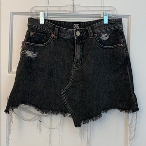 BDG black wash denim ripped mini skirt
